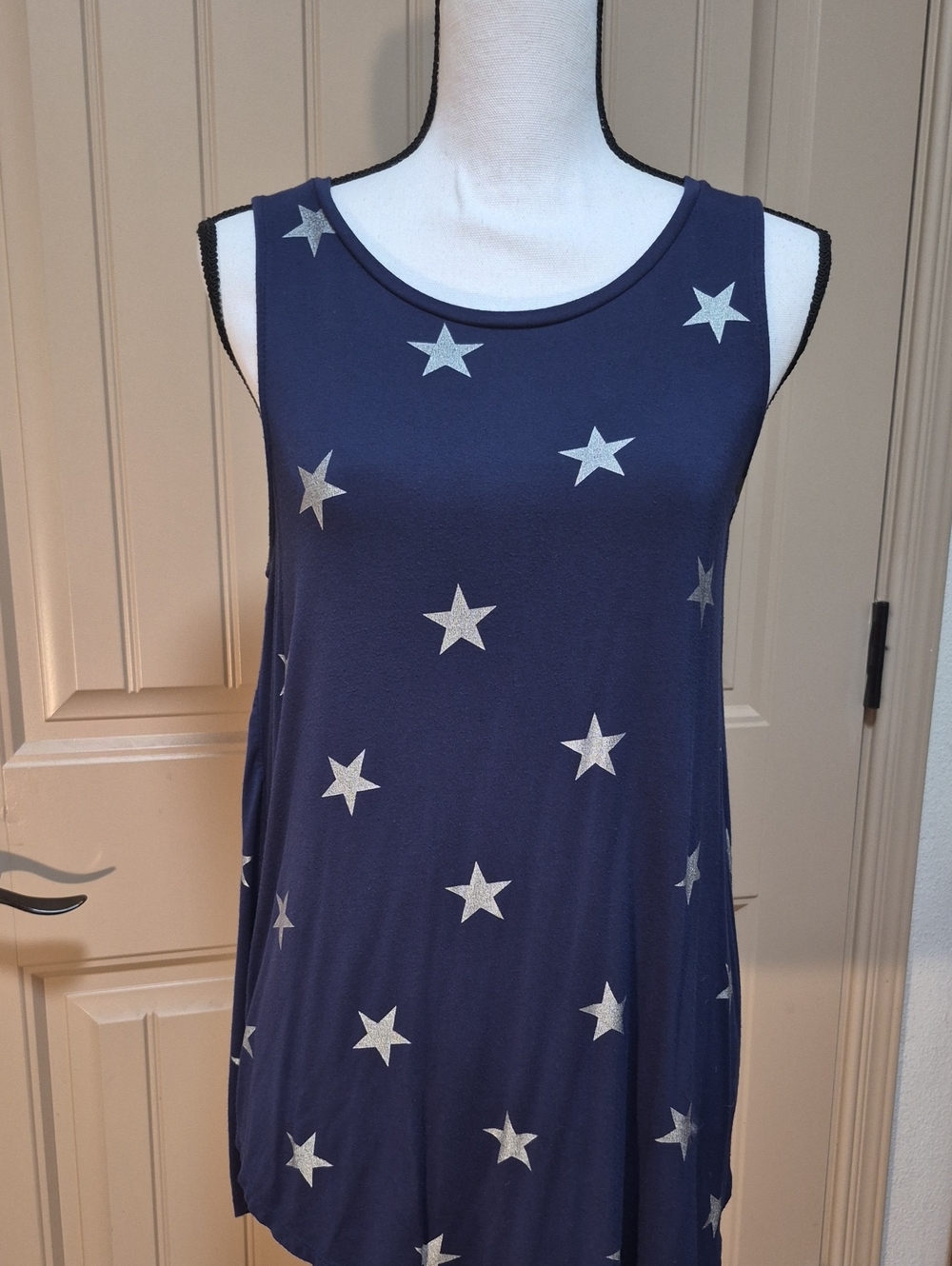 Old Navy Navy Tank Top with Silver Star Print